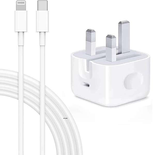 Apple iPhone 20 WATT Adapter with cable super fast charging {Three Pin}